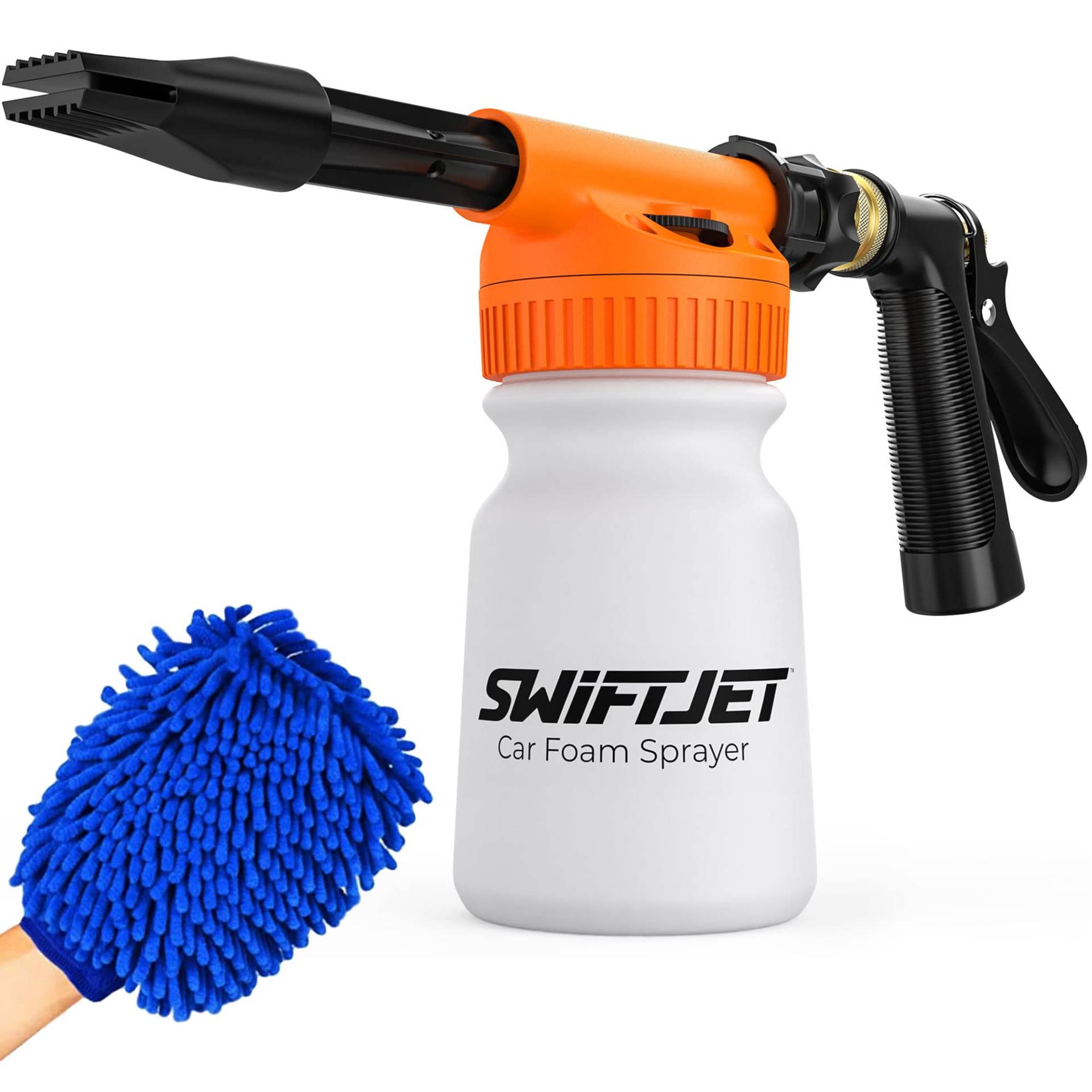 SwiftJet Autowaschschaumpistole + Mikrofaser-Waschhandschuh – Auto-Schaumsprüher – Autowaschset – Schaumkanone Gartenschlauchsprüher – Autozubehör für Herren – Schneeschaum-Blaster (orangefarbene SwiftJet Autowaschschaumpistole + Mikrofaser-Waschhandschuh – Auto-Schaumsprüher – Autowaschset – Schaumkanone Gartenschlauchsprüher – Autozubehör für Herren – Schneeschaum-Blaster (orangefarbene von SwiftJet