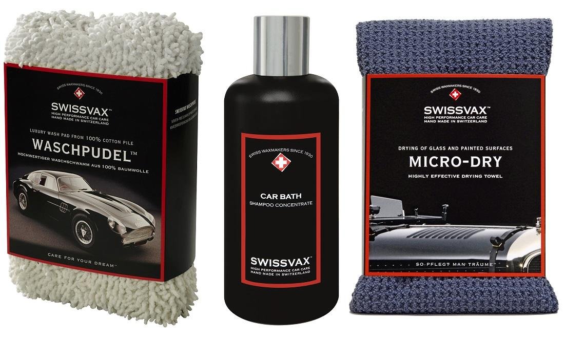 SWISSVAX SWIZÖL Car Wash Kit Profi-Set mit Waschpudel, Car Bath, Micro Dry von SWISSVAX