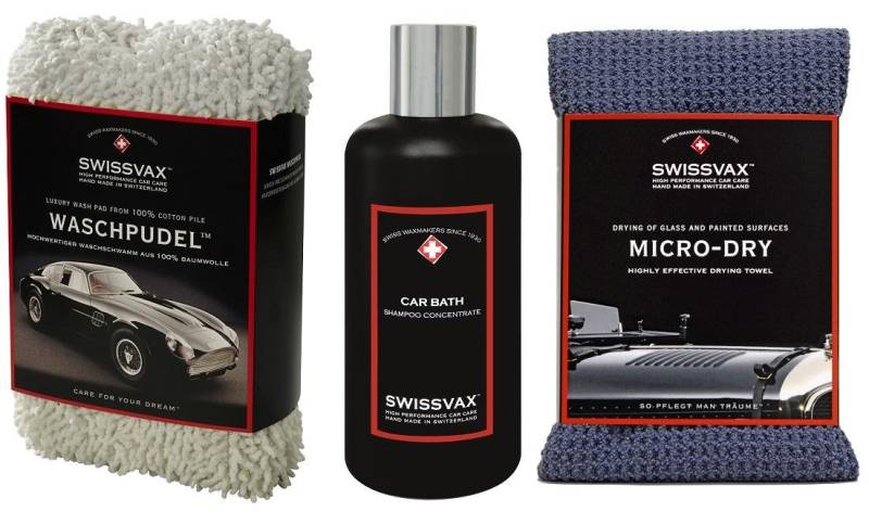SWISSVAX SWIZÖL Car Wash Kit Profi-Set mit Waschpudel, Car Bath, Micro Dry von SWISSVAX