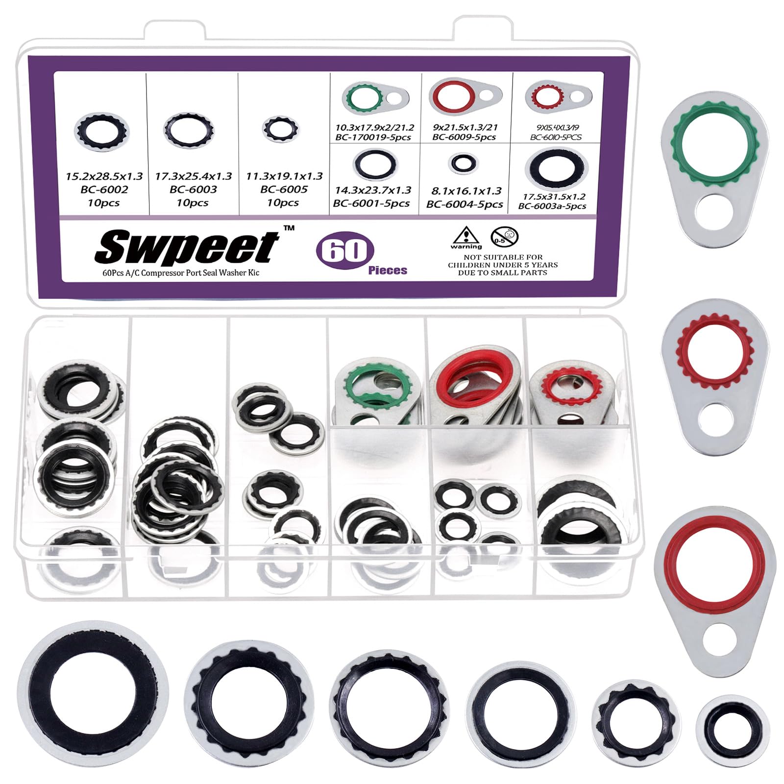 Swpeet 60Pcs 9 Größe A/C System Kompressor Dichtung Dichtung Sortiment Kit, Klimaanlage Kompressor Port Dichtung Waschmaschine, gebundene Dichtung Dichtung, A/C Kompressor Dichtung Dichtung Dichtung Swpeet 60Pcs 9 Größe A/C System Kompressor Dichtung Dichtung Sortiment Kit, Klimaanlage Kompressor Port Dichtung Waschmaschine, gebundene Dichtung Dichtung, A/C Kompressor Dichtung Dichtung Dichtung von Swpeet