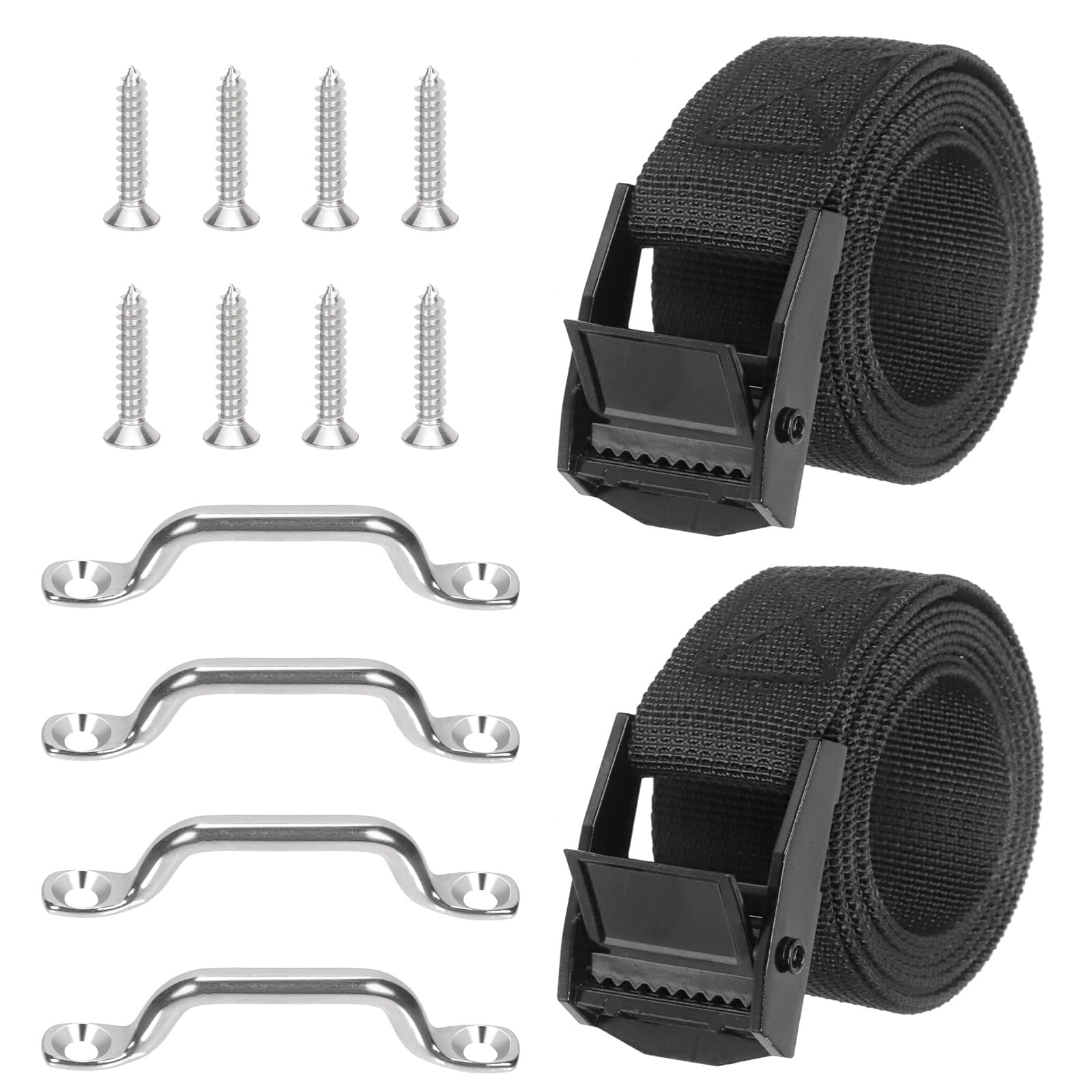 Swpeet Tie Down Strap 2 Sets 1" ×48" Bindungsriemen mit Edelstahl-Nockenschnalle, Deckschlaufe und Schraubsatz, Verstellbarer Nylon-Zurrgurt mit Schnalle Cam Cinch Strap für Batterie Tank Cargo Swpeet Tie Down Strap 2 Sets 1" ×48" Bindungsriemen mit Edelstahl-Nockenschnalle, Deckschlaufe und Schraubsatz, Verstellbarer Nylon-Zurrgurt mit Schnalle Cam Cinch Strap für Batterie Tank Cargo von Swpeet