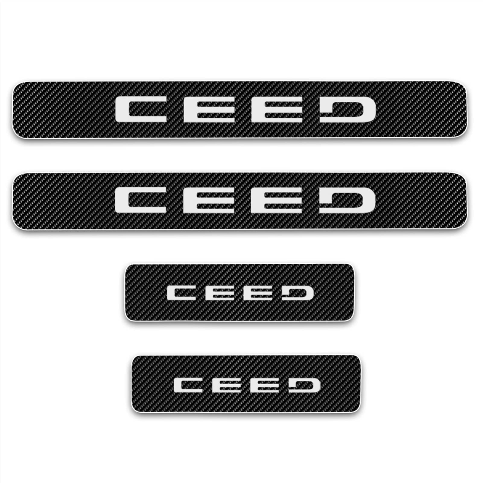 4 Stück Auto Einstiegsleisten Schutz, für KI-A CEED mit Logo Kohlefaser Auto Türeinstiegsschutz Aufkleber Anti Kratz Schutzstreifen,White von Symilov