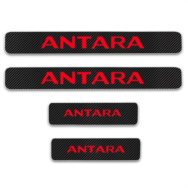 4 Stück Auto Kohlefaser Einstiegsleisten Für Op-EL Antara, Auto Scuff Plate Türschwelle Sill Aufkleber Styling Tuning Zubehör,Red von Symilov