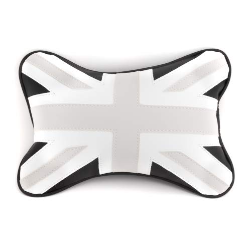 System-S KFZ Auto Kopfkissen Nackenkissen Kissen Kopfstütze United Kingdom Style Kunstleder Schwarz Weiß von System-S
