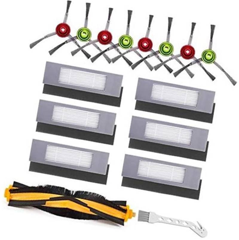 Szwaldaper 16-teiliges Zubehör for Ecovacs Deebot OZMO T8 AIVI T8 Max T8 T5 920 950 Roboterstaubsauger, 1 Hauptbürste, 8 Seitenbürsten, 6 Filter Ersatzpads für Dampfreiniger von Szwaldaper