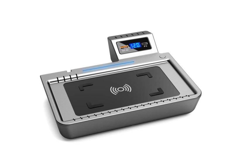 Szwaldaper 2020 2021 passend for, for Ford, for Explorer, Zubehör Auto QI Wireless Charger 15W Schnellladeplatte for Telefone Innenausstattung Kabelloses Autoladegerät(Three Coil 10W) von Szwaldaper