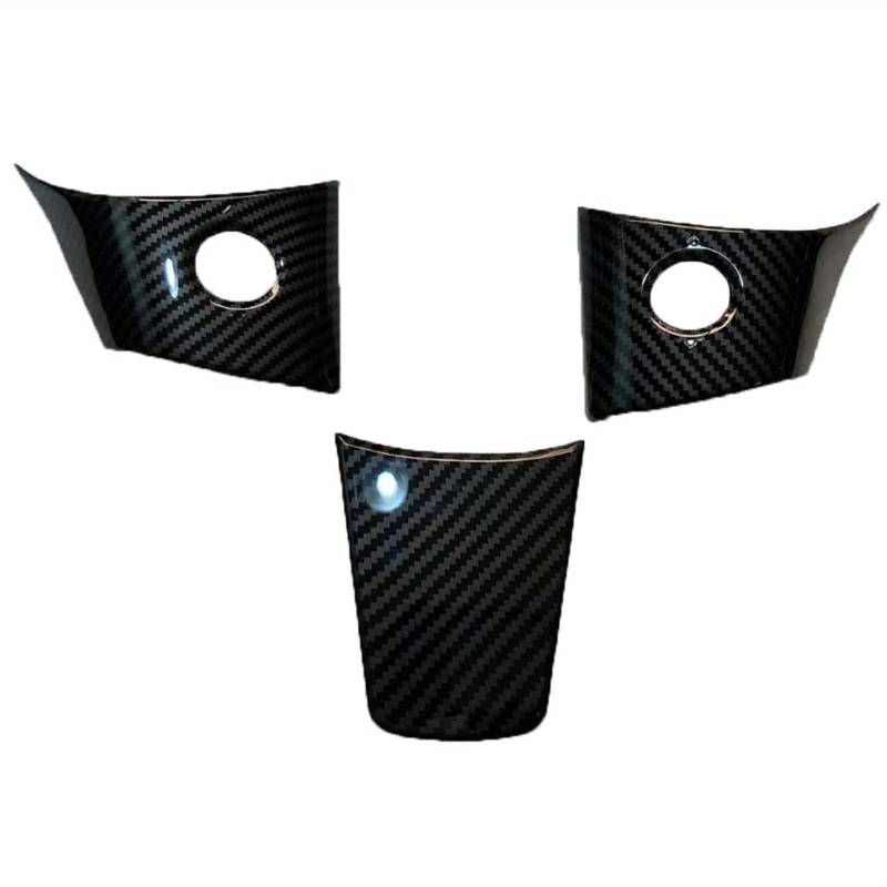 Szwaldaper 3-teilige Lenkrad-Patch-Dekoration, for Tesla, Modell 3, Modell Y, modifiziertes Auto-Innenzubehör, Funkelnde Kohlefaser Auto-Lenkradaufkleber(No Logo) von Szwaldaper