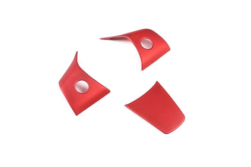 Szwaldaper 3-teiliges Zubehör for die Lenkradknopfverkleidung aus Stahl, for, for Tesla, Modell 3 2017-2019 Auto-Lenkradaufkleber(Red) von Szwaldaper