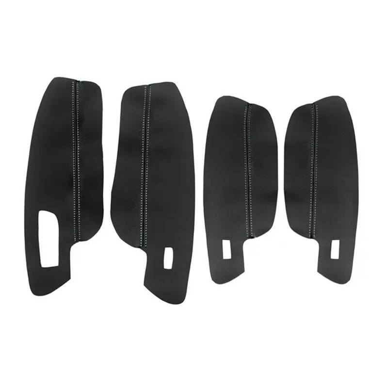 Szwaldaper 4 Stück, for VW, for Golf, for 7 MK7 2014 2015 2016 2017 2018 Auto-Innentürgriff Armlehnenverkleidung Mikrofaser-Lederbezug Schutzverkleidung Auto-Innentürverkleidung(RHD Black-White line) von Szwaldaper