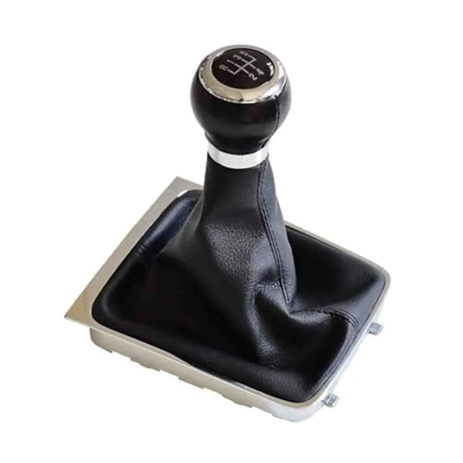 Szwaldaper 5/6-Gang-Auto-Schaltknauf-Abdeckung, for VW, for Passat, B6 2005 2006–2011, Stick-Gamaschen-Manschettenrahmen mit Gehäuse-Set, Schaltknauf Schaltsackabdeckung fürs Auto(Black 5 Speed) von Szwaldaper