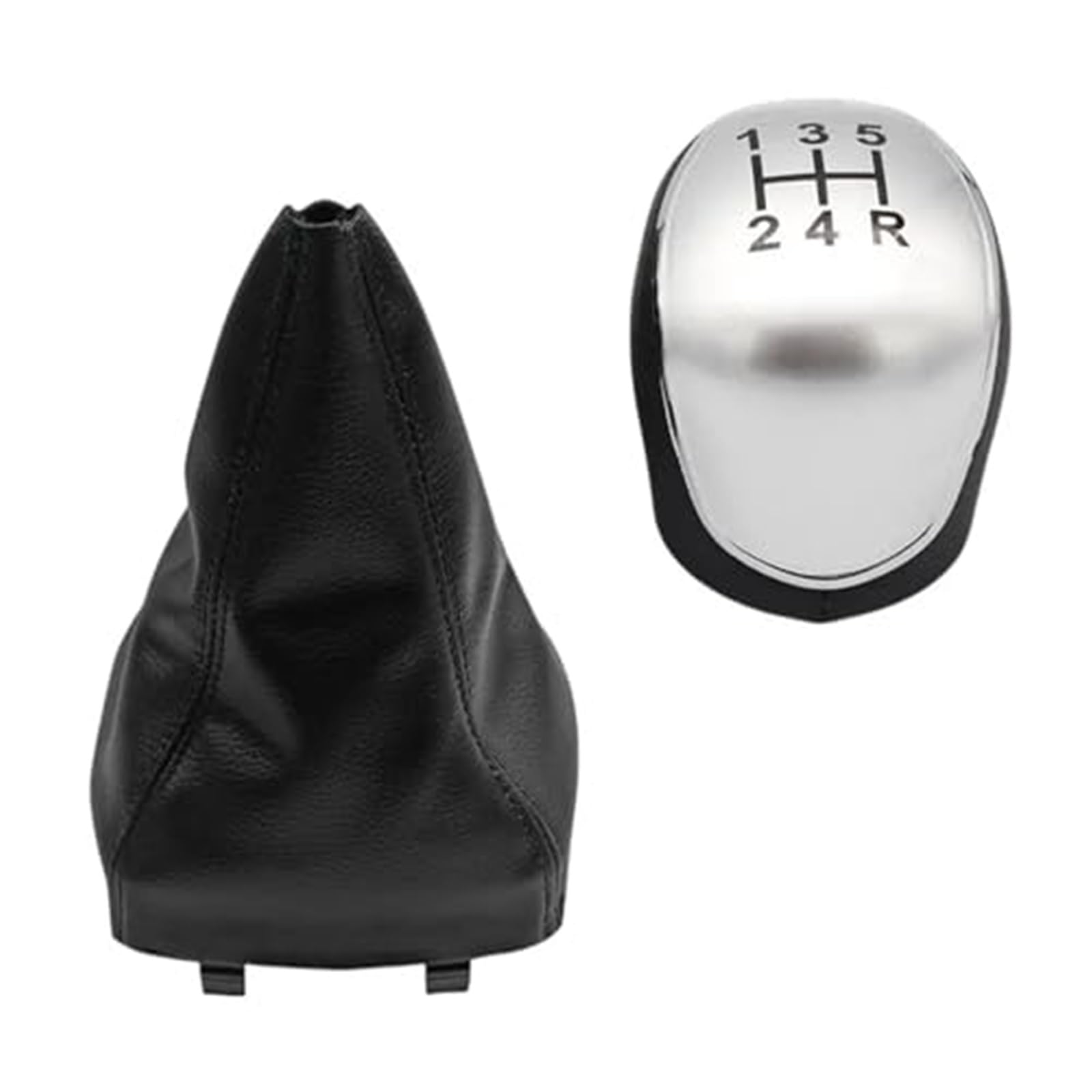 Szwaldaper 5/6-Gang-Schaltknauf, Gamasche, Manschette, Hebel, Handballenabdeckung, for Ford, for Mondeo, 4 IV Mk4 2007–2014 Schaltsackabdeckung fürs Auto(Black Silver 5 Speed 2pcs) von Szwaldaper