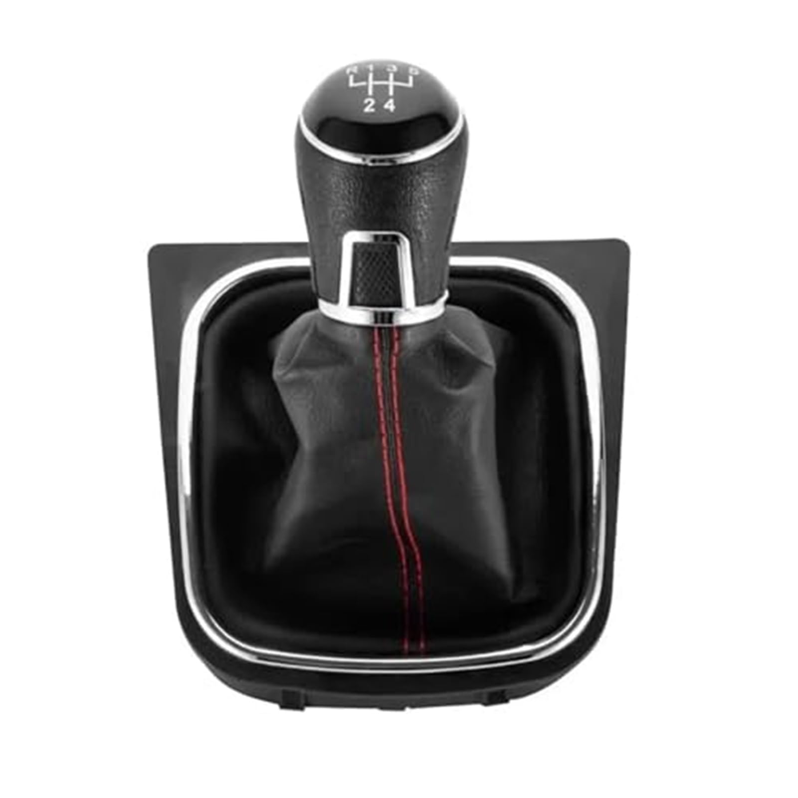 Szwaldaper 5/6-Gang-Schaltknauf-Hebelabdeckung, for VW, for Golf, 5 6, for Jetta, V VI, for Scirocco, Boot Gaitor, schwarzes Lederset Schaltsackabdeckung fürs Auto(Black 5 Speed) von Szwaldaper