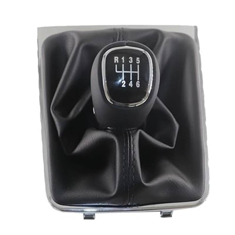 Szwaldaper 5 6 Gang Leder Auto Shift Schaltknauf Hebel Gaitor Kofferraumabdeckung, for VW, for Passat, CC B7 2011 2012 2013 2014 2015 Schaltsackabdeckung fürs Auto(Black 6 Speed) von Szwaldaper
