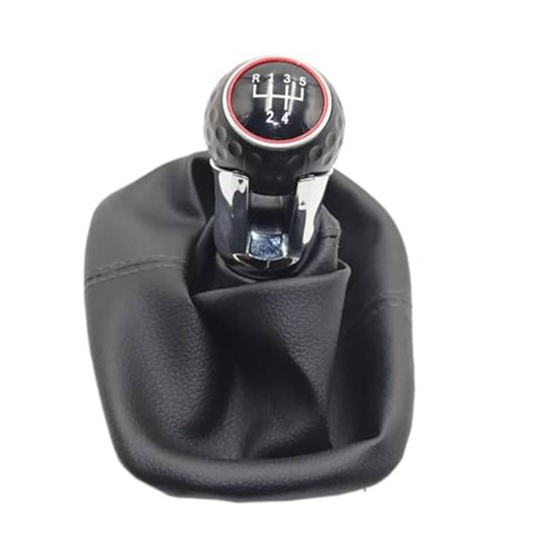 Szwaldaper 5 6 Gang Schaltknauf Hebel Schaltmanschette PU-Leder, for Seat, Leon Toledo 1999-2001 Schaltknauf Schaltsackabdeckung fürs Auto(Black R12345 Speed Type 3) von Szwaldaper