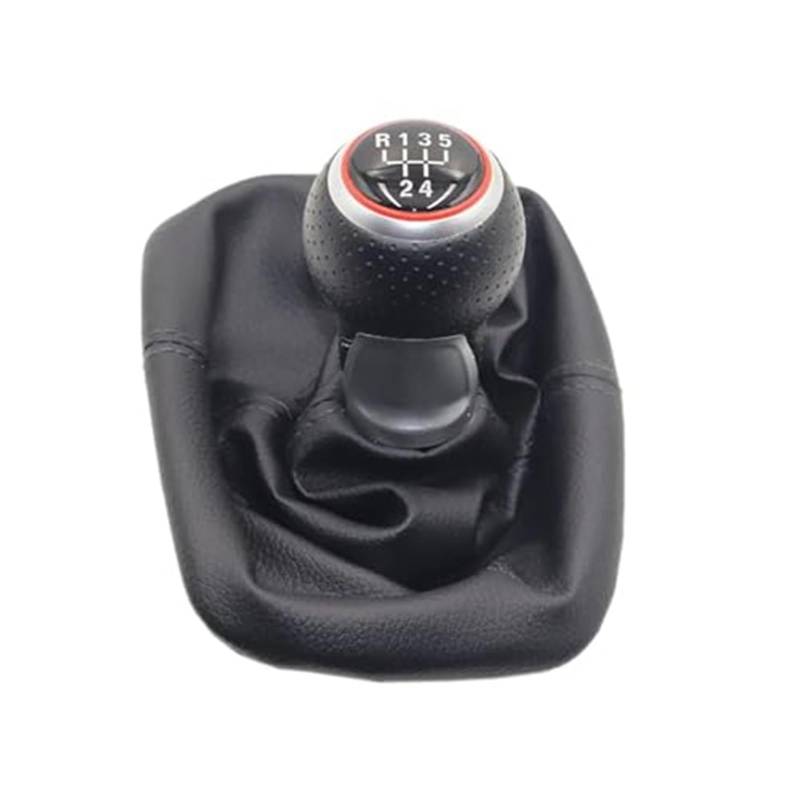 Szwaldaper 5 6 Gang Schaltknauf Hebel Schaltmanschette PU-Leder, for Seat, Leon Toledo 1999-2001 Schaltknauf Schaltsackabdeckung fürs Auto(Black R12345 Speed Type 4) von Szwaldaper