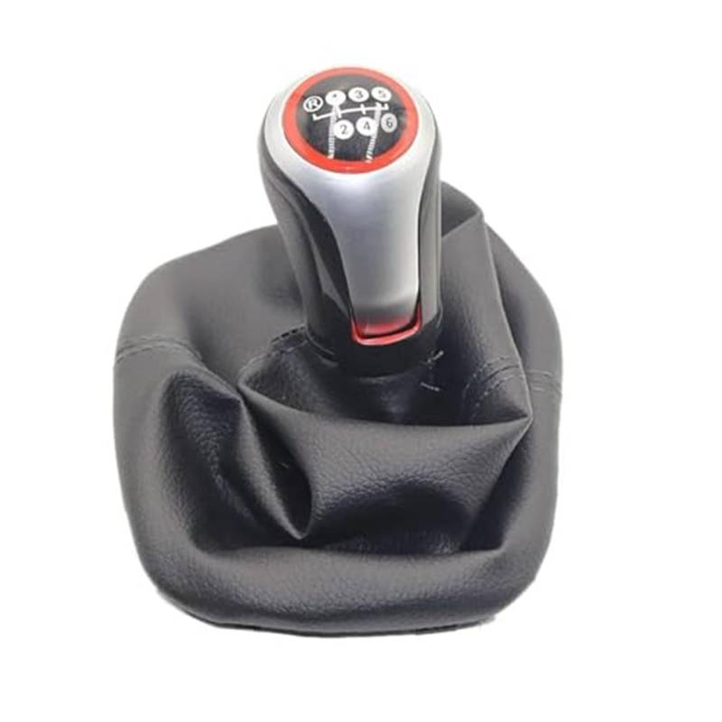 Szwaldaper 5 6 Gang Schaltknauf Hebel Schaltmanschette PU-Leder, for Seat, Leon Toledo 1999-2001 Schaltknauf Schaltsackabdeckung fürs Auto(Black R123456 Speed Type 2) von Szwaldaper