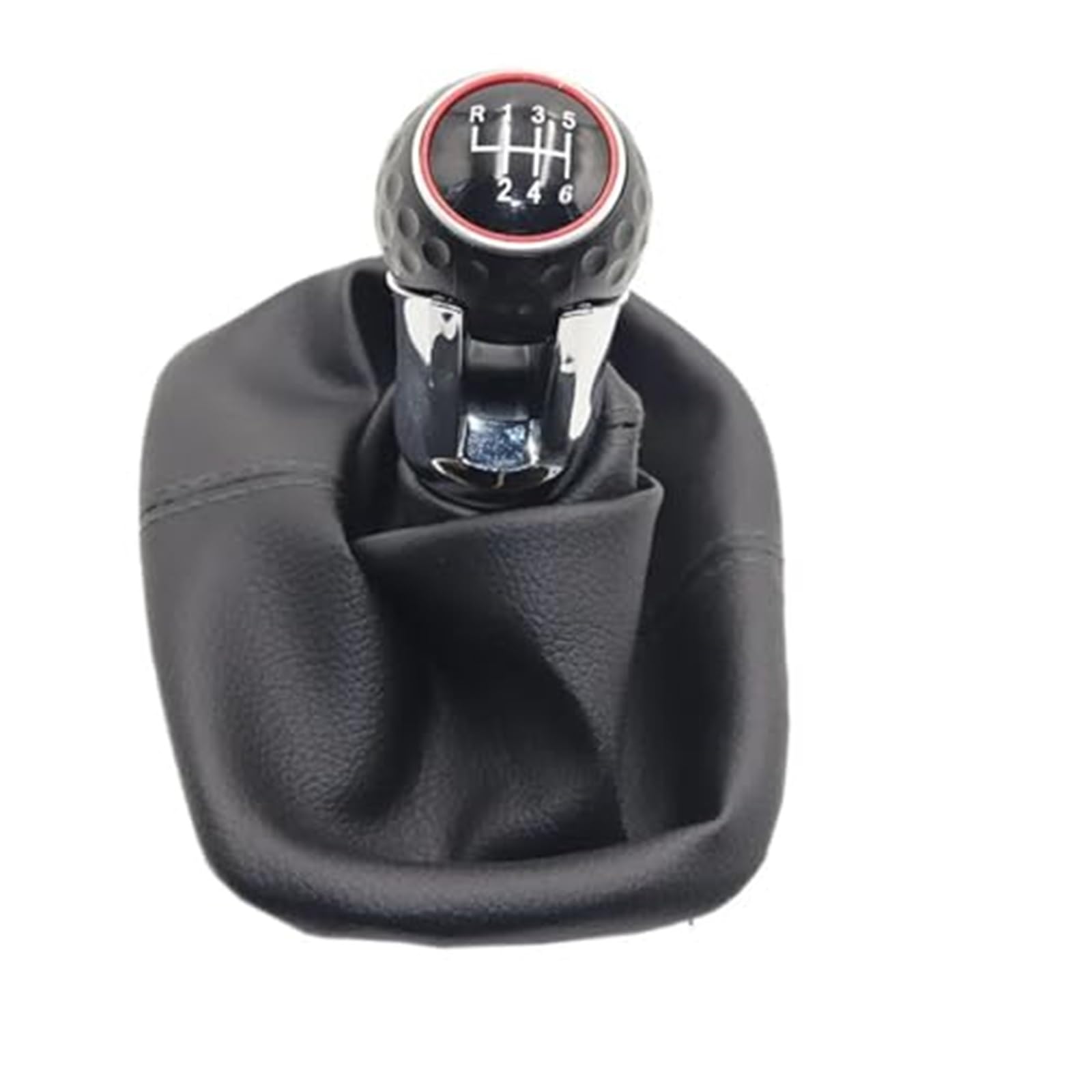 Szwaldaper 5 6 Gang Schaltknauf Hebel Schaltmanschette PU-Leder, for Seat, Leon Toledo 1999-2001 Schaltknauf Schaltsackabdeckung fürs Auto(Black R123456 Speed Type 3) von Szwaldaper