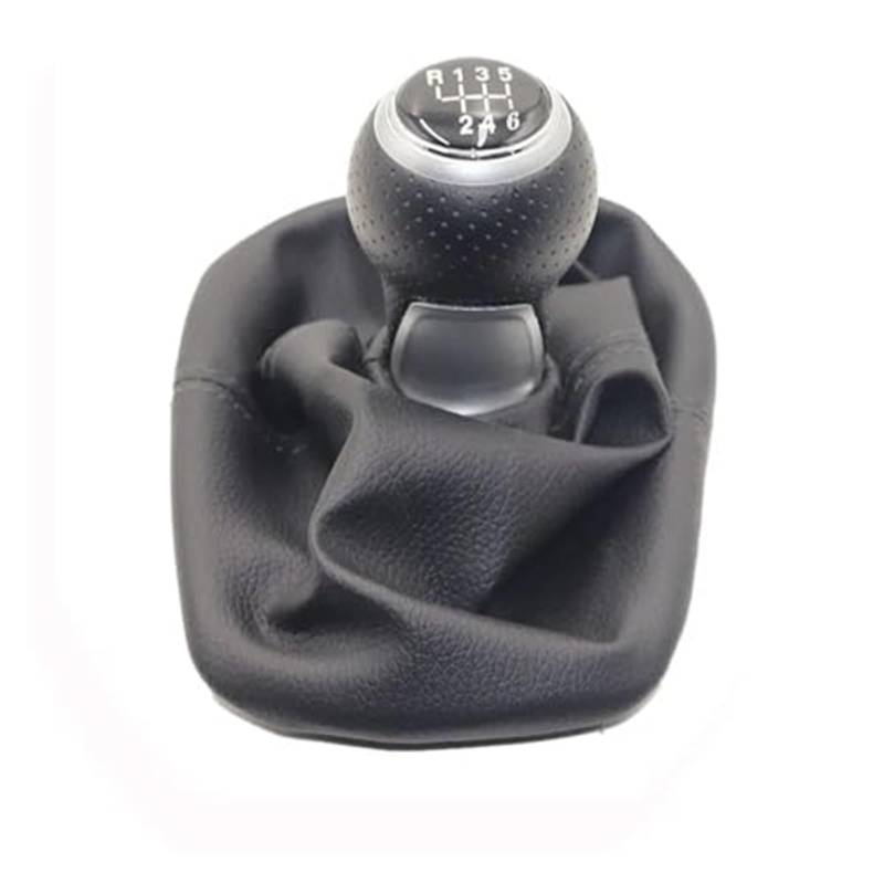 Szwaldaper 5 6 Gang Schaltknauf Hebel Schaltmanschette PU-Leder, for Seat, Leon Toledo 1999-2001 Schaltknauf Schaltsackabdeckung fürs Auto(Black R123456 Speed Type 5) von Szwaldaper