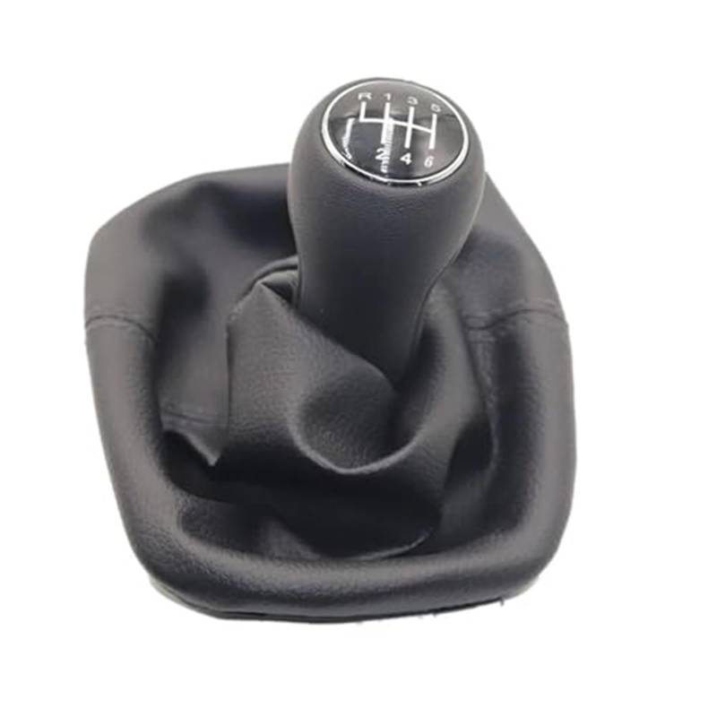 Szwaldaper 5 6 Gang Schaltknauf Hebel Schaltmanschette PU-Leder, for Seat, Leon Toledo 1999-2001 Schaltknauf Schaltsackabdeckung fürs Auto(Black R123456 Speed Type 6) von Szwaldaper