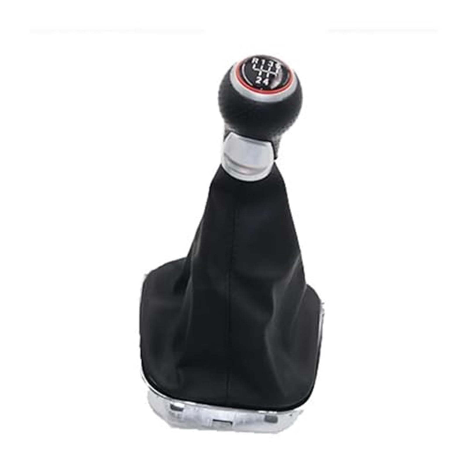 Szwaldaper 5 6 Gang Silber Rot Auto Shift Schaltknauf Hebel Gaitor Kofferraumabdeckung, for VW, for Golf, 5 MK5 R32 GTD GTI 2004-2009 Schaltsackabdeckung fürs Auto(Black R12345 one Set) von Szwaldaper