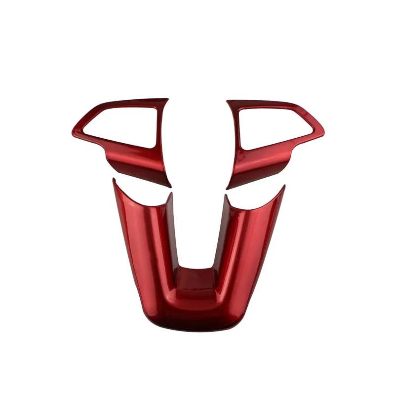 Szwaldaper ABS Chrom Auto Lenkrad Dekoration Trim Aufkleber, for Ford, for Focus, for 3 4 MK3 MK4 2015-2017 2018, Zubehör Auto-Lenkradaufkleber(RED Perfect Surface) von Szwaldaper