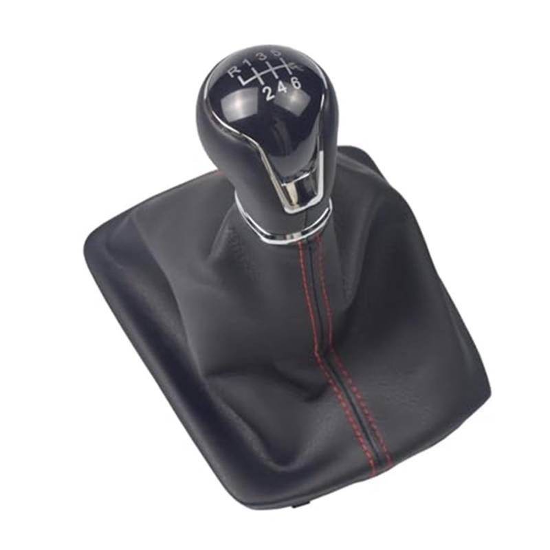 Szwaldaper Auto 5/6 Gang Schaltknauf Abdeckung, for Seat, Leon III 3 MK3 2012-2017 Hebel Leder Gamasche Kofferraum Auto Zubehör Schaltsackabdeckung fürs Auto(Black 6 Speed Red Line) von Szwaldaper