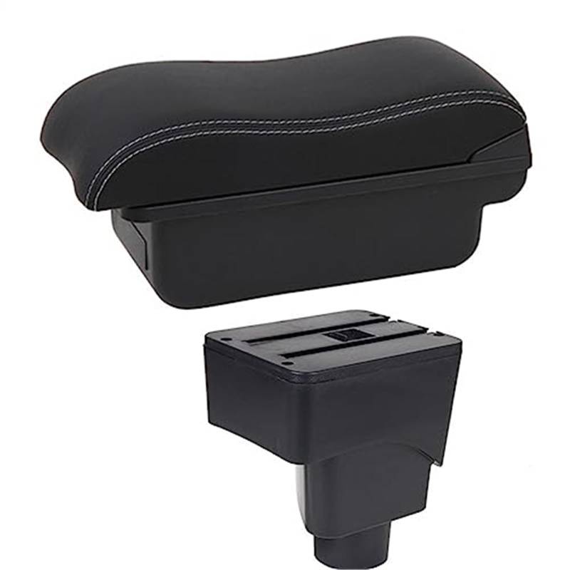 Szwaldaper Auto-Armlehnenbox, Auto-Armlehnen-Mittelkonsolen-Aufbewahrung, USB-Autozubehör, for Ford, for Ecosport, 2013–2017 Auto-Armlehnenbox(Black B2 White Line) von Szwaldaper