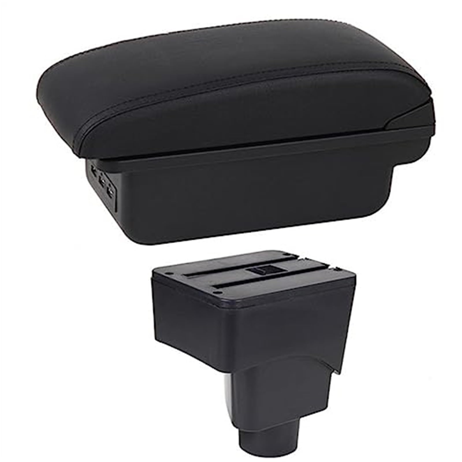Szwaldaper Auto-Armlehnenbox, Auto-Armlehnen-Mittelkonsolen-Aufbewahrung, USB-Autozubehör, for Ford, for Ecosport, 2013–2017 Auto-Armlehnenbox(Black C1 Black Line) von Szwaldaper