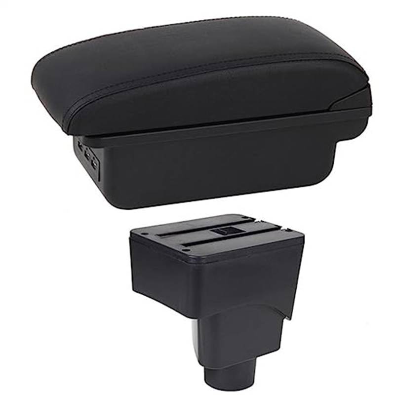 Szwaldaper Auto-Armlehnenbox, Auto-Armlehnen-Mittelkonsolen-Aufbewahrung, USB-Autozubehör, for Ford, for Ecosport, 2013–2017 Auto-Armlehnenbox(Black C1 Black Line) von Szwaldaper