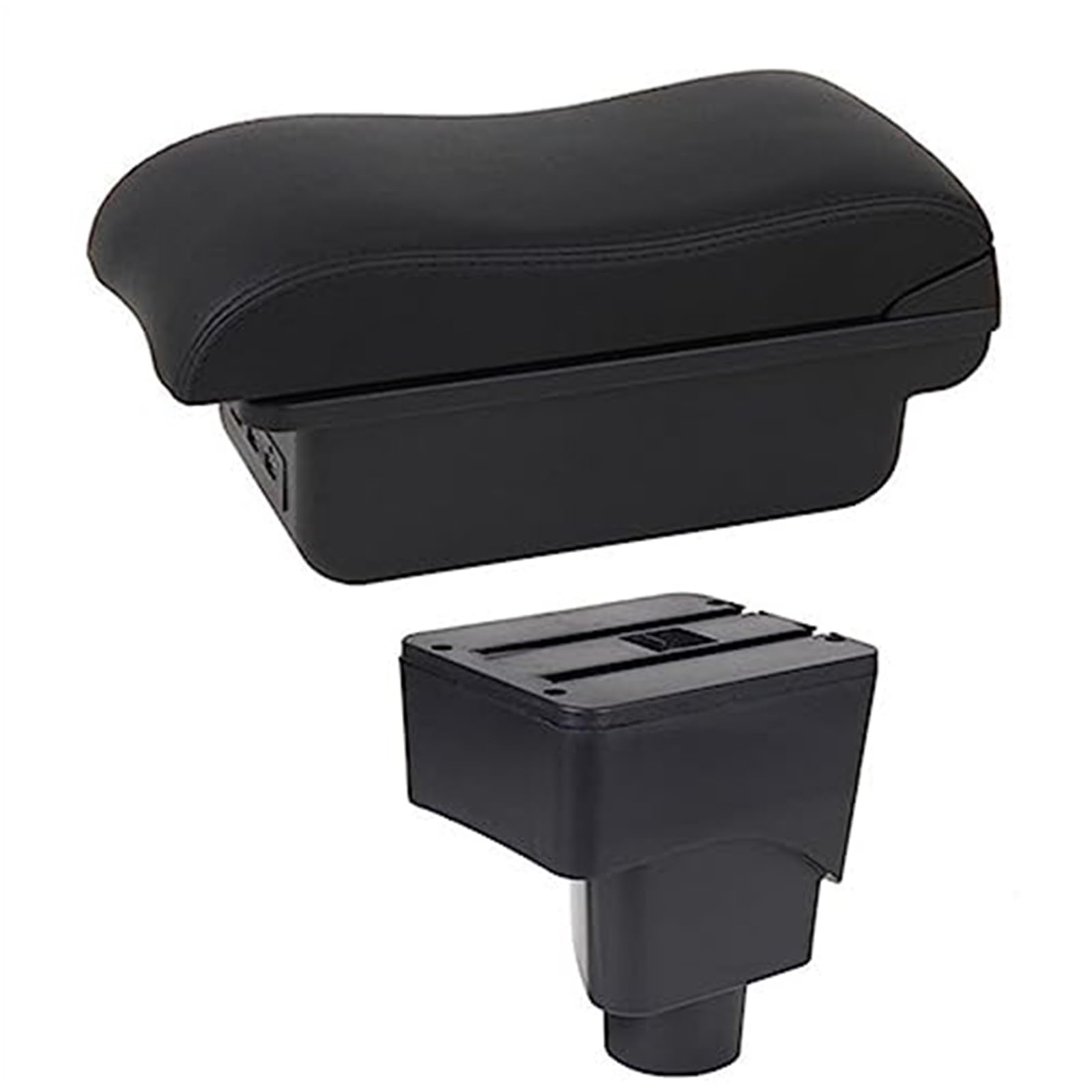 Szwaldaper Auto-Armlehnenbox, Auto-Armlehnen-Mittelkonsolen-Aufbewahrung, USB-Autozubehör, for Ford, for Ecosport, 2013–2017 Auto-Armlehnenbox(Black C2 Black Line) von Szwaldaper