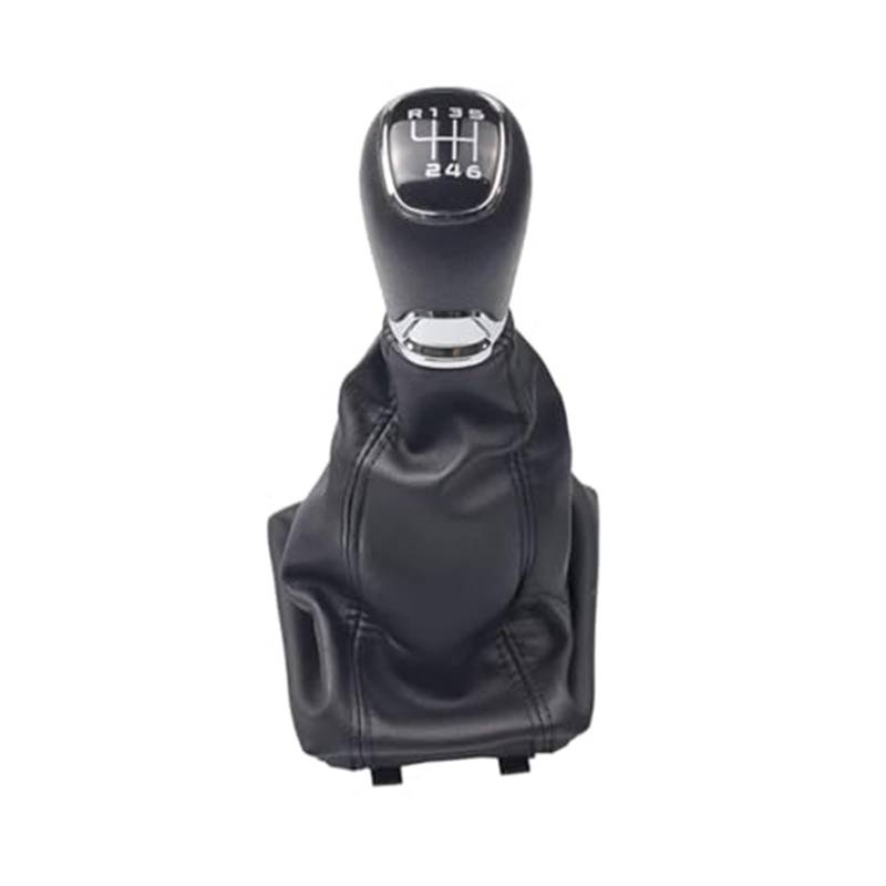 Szwaldaper Auto-Schaltknauf-Abdeckung, for Skoda, for Octavia, A5 A6 2004–2012, manueller 5-6-Gang-Hebelgriff, Gamasche, Leder-Kofferraumhülle Schaltsackabdeckung fürs Auto(Black 6 Speed-Set) von Szwaldaper