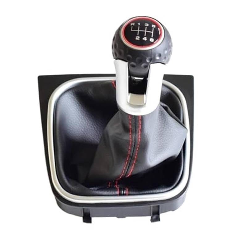 Szwaldaper Auto-Schaltknauf-Abdeckung, for VW, Golf, 6 MK6 GTI GTD R20 2009–2013, Gamasche, Kofferraum-Griffstift Schaltsackabdeckung fürs Auto(Black 6 Speed) von Szwaldaper
