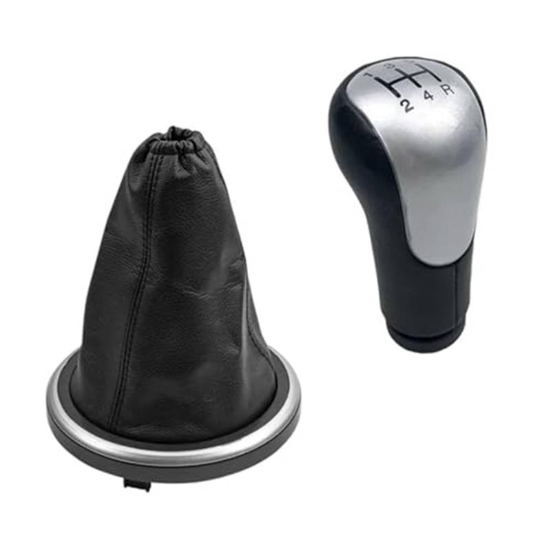Szwaldaper Auto-Schaltknauf-Gamaschenmanschettenabdeckung, for Ford, for Fiesta, MK6 Fusion Transit Connect 2002-2008, Gehäusekragen Schaltsackabdeckung fürs Auto(Black 5 Speed Silver Case) von Szwaldaper