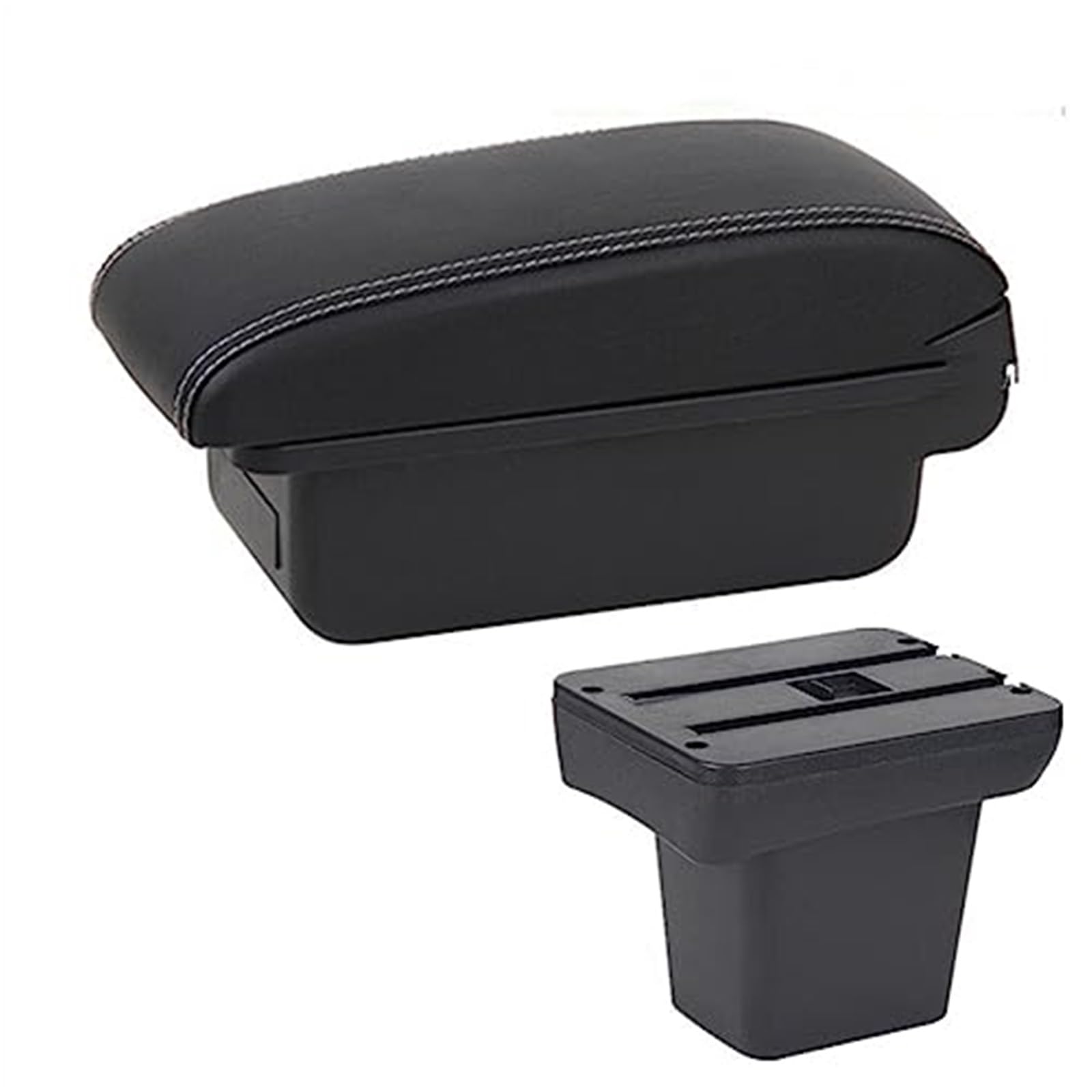 Szwaldaper Autozubehör, for Land, for Rover, for Frelender 2 Auto Armlehnenbox Innenteile Mittelkonsole Aufbewahrungsbox mit USB Auto-Armlehnenbox(Black A3 White Line No USB) von Szwaldaper