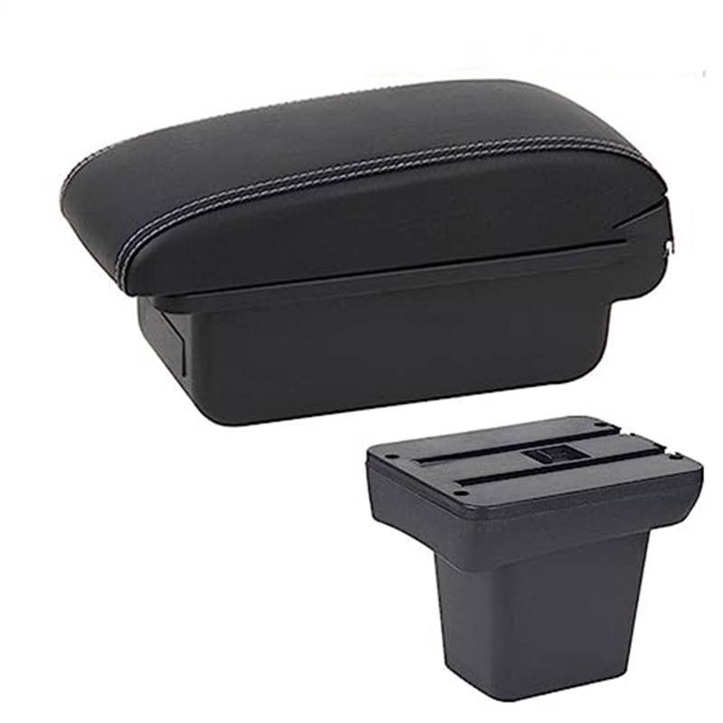 Szwaldaper Autozubehör, for Land, for Rover, for Frelender 2 Auto Armlehnenbox Innenteile Mittelkonsole Aufbewahrungsbox mit USB Auto-Armlehnenbox(Black A3 White Line No USB) von Szwaldaper