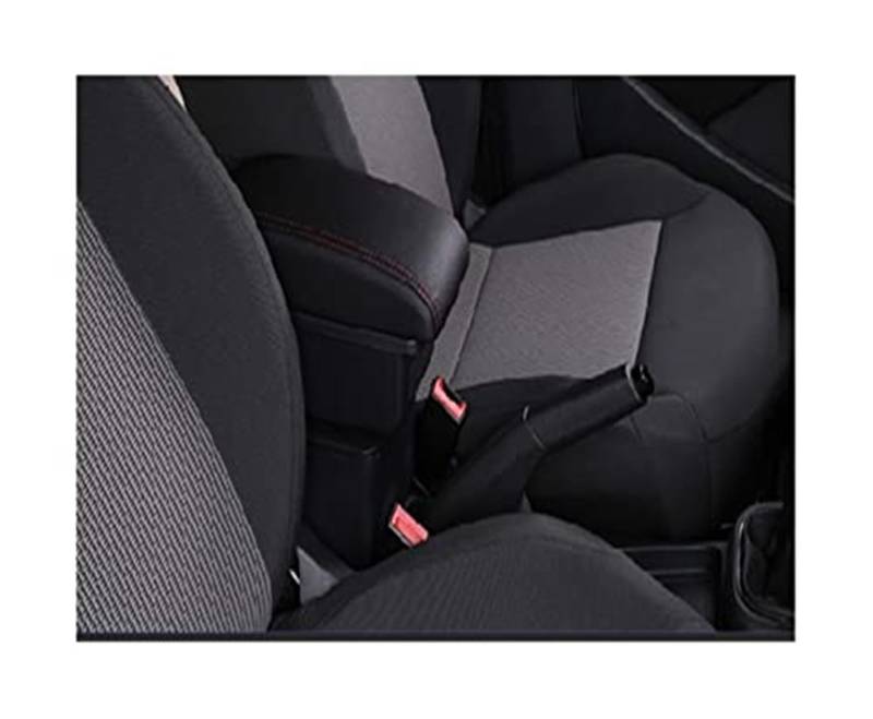 Szwaldaper Autozubehör, for Seat, for Leon Auto-Armlehnenbox, Armlehne, Auto-Armlehne, Mittelkonsole, Aufbewahrungsbox Auto-Armlehnenbox(Black A-Black Red Line) von Szwaldaper