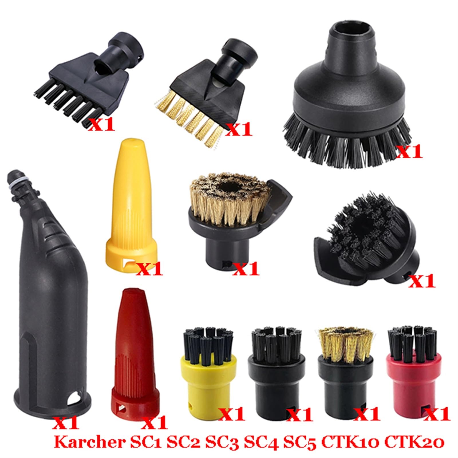 Szwaldaper Dampf Staubsauger Maschine SC1 SC2 SC3 SC4 SC5 SC7 CTK10 CTK20 Teile Pinsel Kopf Leistungsstarke Düse Zubehör Ersatzteile für Dampfreiniger(Set-11) von Szwaldaper