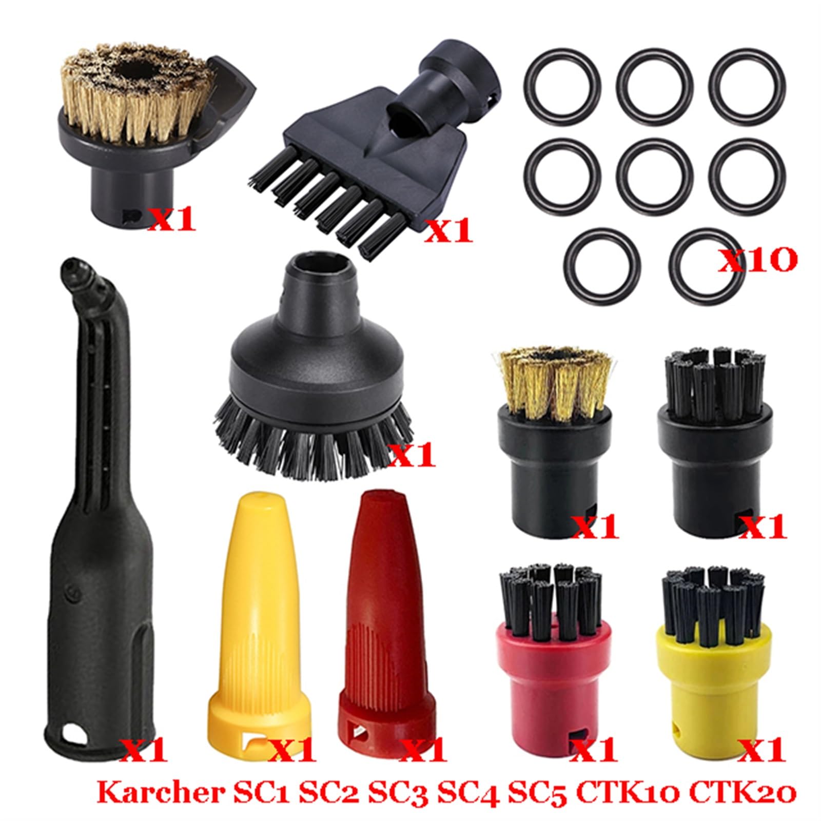 Szwaldaper Dampf Staubsauger Maschine SC1 SC2 SC3 SC4 SC5 SC7 CTK10 CTK20 Teile Pinsel Kopf Leistungsstarke Düse Zubehör Ersatzteile für Dampfreiniger(Set-16) von Szwaldaper