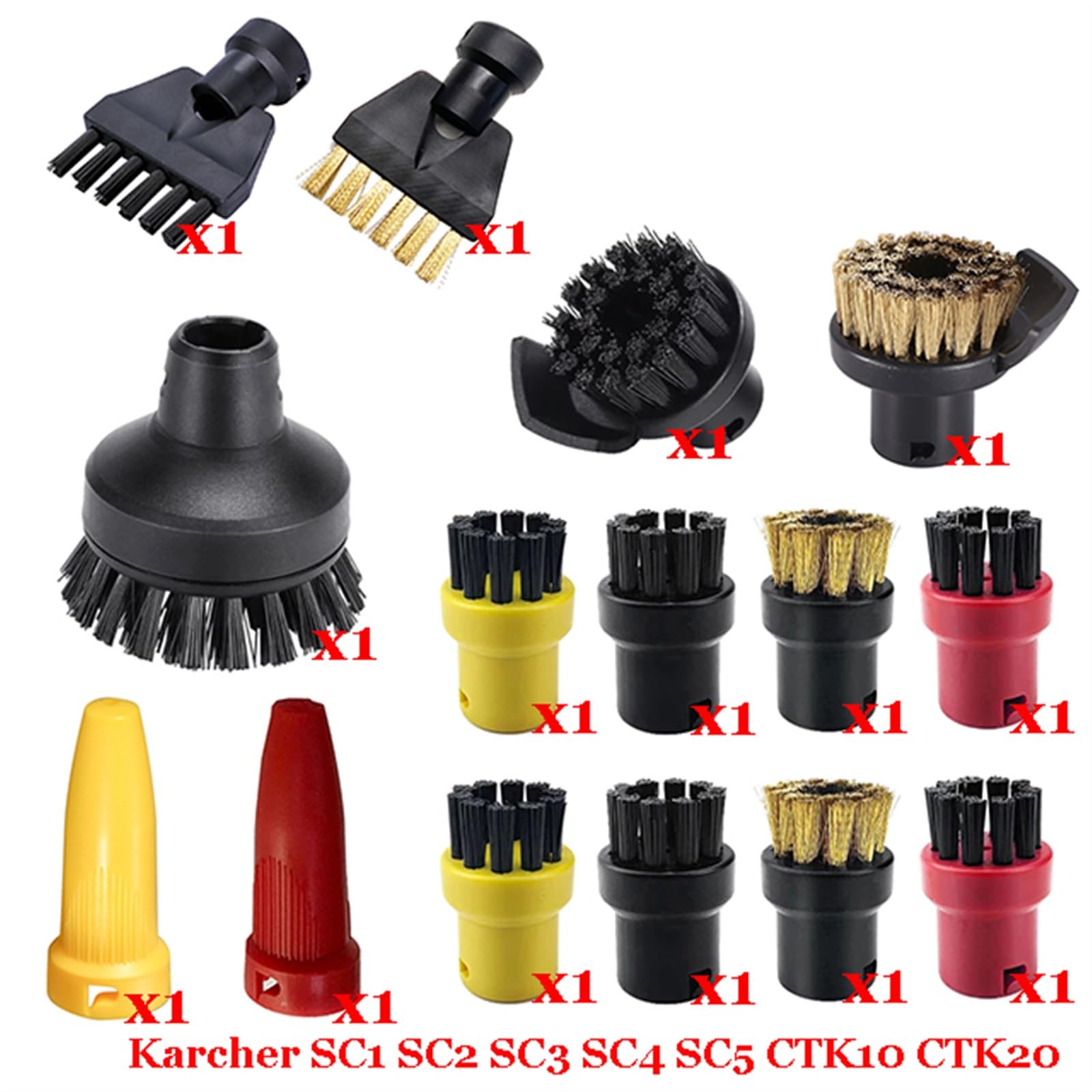 Szwaldaper Dampf Staubsauger Maschine for SC1 SC2 SC3 SC4 SC5 SC7 CTK10 CTK20 Teile Pinsel Kopf Leistungsstarke Düse Zubehör Ersatzteile für Dampfreiniger(Set-10) von Szwaldaper