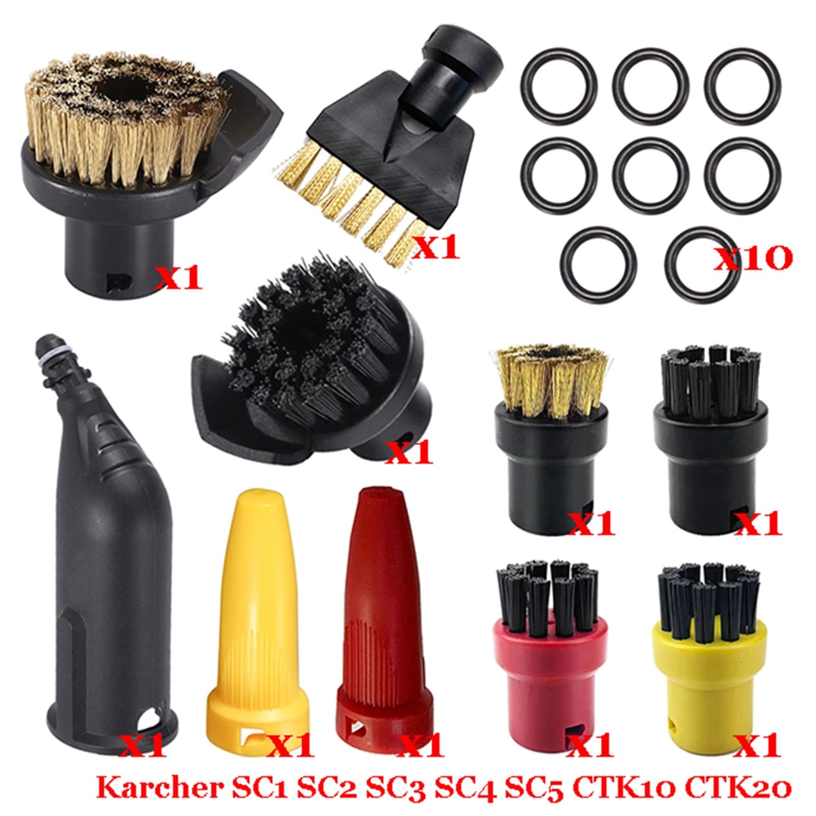 Szwaldaper Dampf Staubsauger Maschine for SC1 SC2 SC3 SC4 SC5 SC7 CTK10 CTK20 Teile Pinsel Kopf Leistungsstarke Düse Zubehör Ersatzteile für Dampfreiniger(Set-15) von Szwaldaper