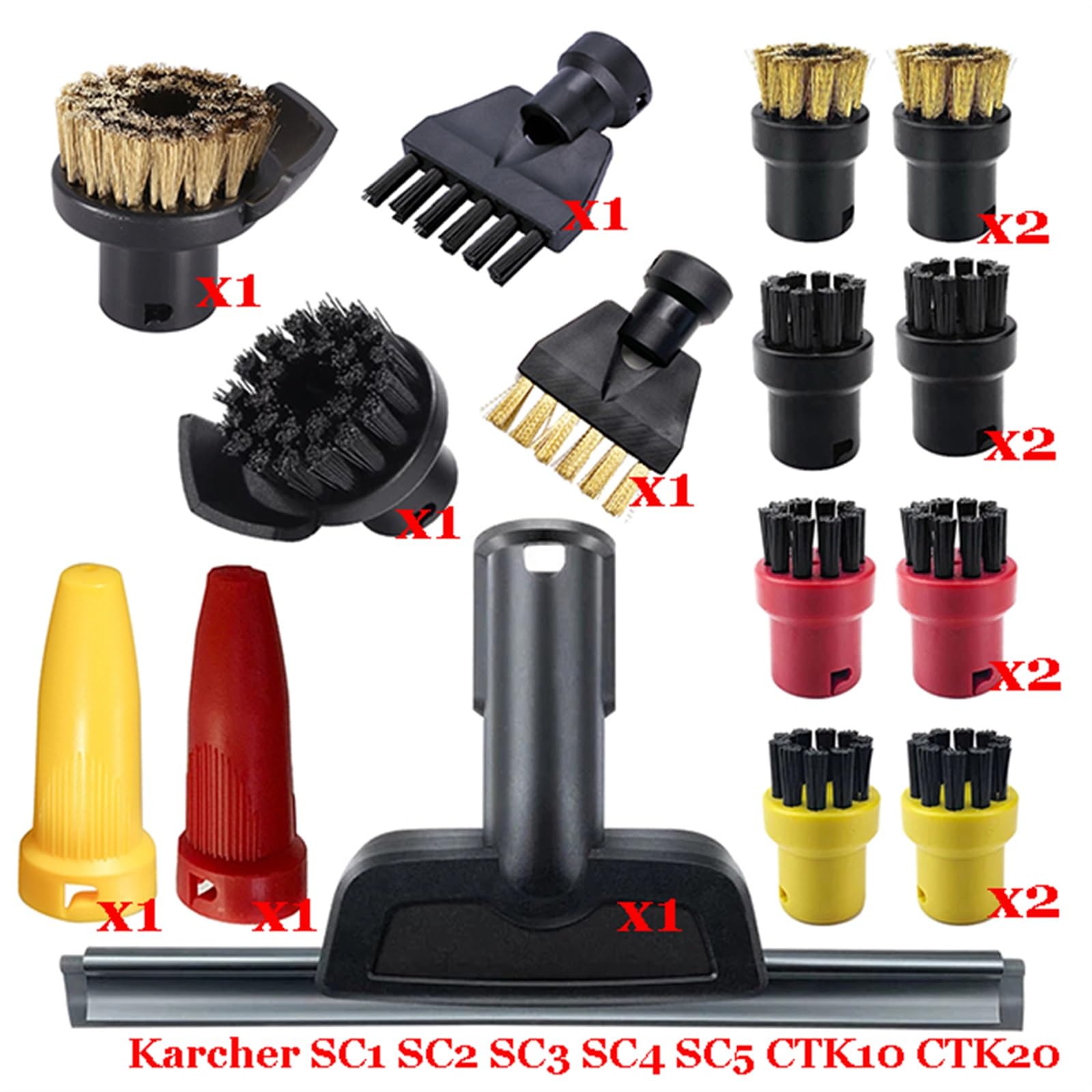 Szwaldaper Dampf Staubsauger Maschine for SC1 SC2 SC3 SC4 SC5 SC7 CTK10 CTK20 Teile Pinsel Kopf Leistungsstarke Düse Zubehör Ersatzteile für Dampfreiniger(Set-19) von Szwaldaper
