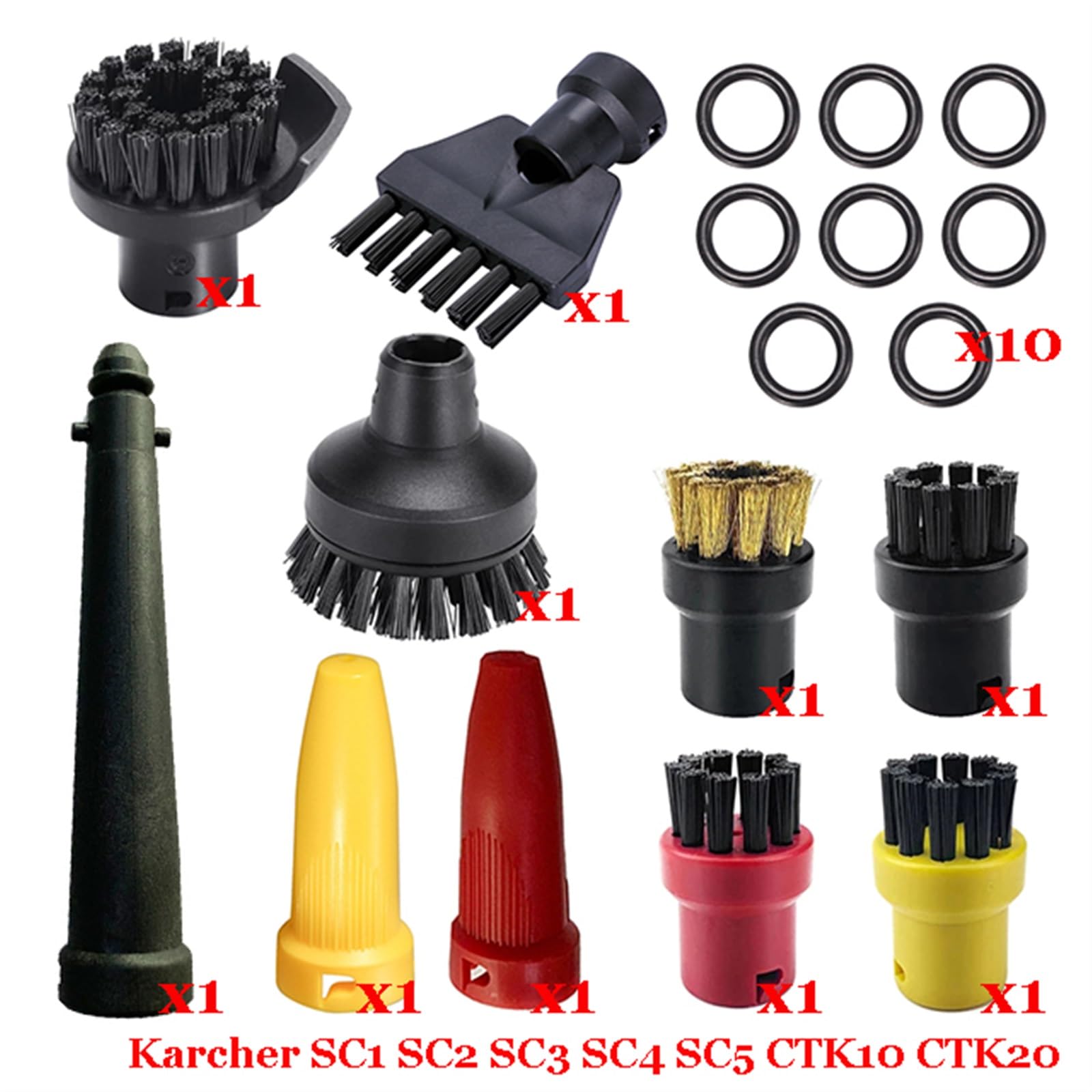 Szwaldaper Dampf Staubsauger Maschine for SC1 SC2 SC3 SC4 SC5 SC7 CTK10 CTK20 Teile Pinsel Kopf Leistungsstarke Düse Zubehör Ersatzteile für Dampfreiniger(Set-5) von Szwaldaper