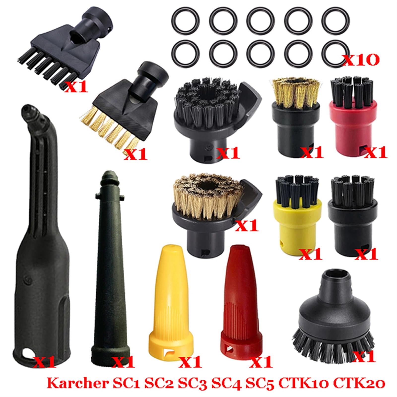Szwaldaper Dampf Staubsauger Maschine for SC1 SC2 SC3 SC4 SC5 SC7 CTK10 CTK20 Teile Pinsel Kopf Leistungsstarke Düse Zubehör Ersatzteile für Dampfreiniger(Set-7) von Szwaldaper