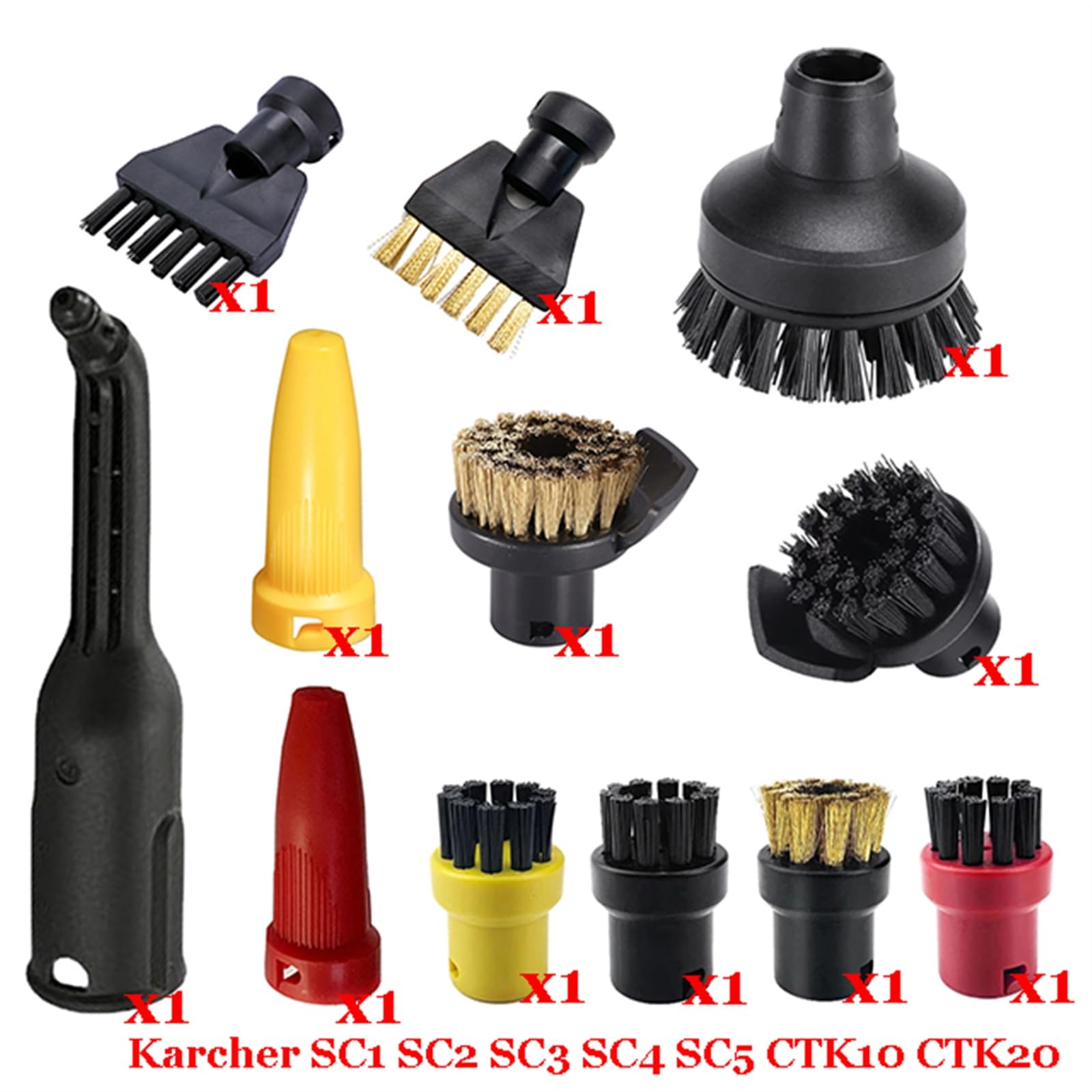 Szwaldaper Dampf Staubsauger Maschine for SC1 SC2 SC3 SC4 SC5 SC7 CTK10 CTK20 Teile Pinsel Kopf Leistungsstarke Düse Zubehör Ersatzteile für Dampfreiniger(Set-9) von Szwaldaper