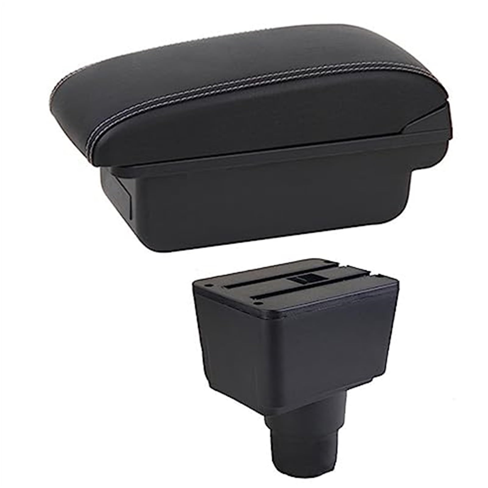 Szwaldaper Details for Innenraum der Auto-Armlehnenbox, Zubehör for Nachrüstung der Mittelkonsole, for Ford, for Ecosport, 2018 2019 2020 2021 Auto-Armlehnenbox(Black B1 White Line) von Szwaldaper