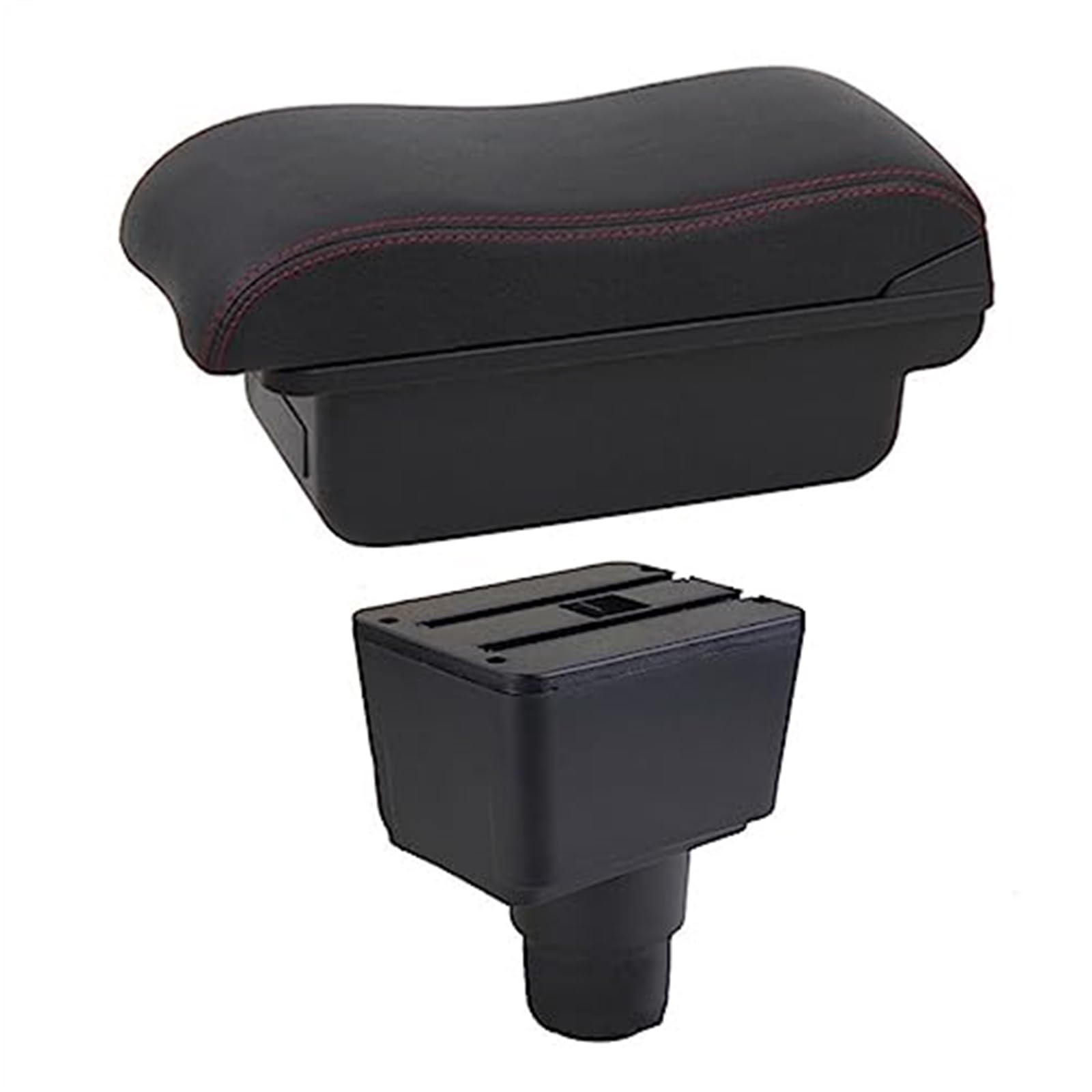 Szwaldaper Details for Innenraum der Auto-Armlehnenbox, Zubehör for Nachrüstung der Mittelkonsole, for Ford, for Ecosport, 2018 2019 2020 2021 Auto-Armlehnenbox(Black B2 Red Line) von Szwaldaper