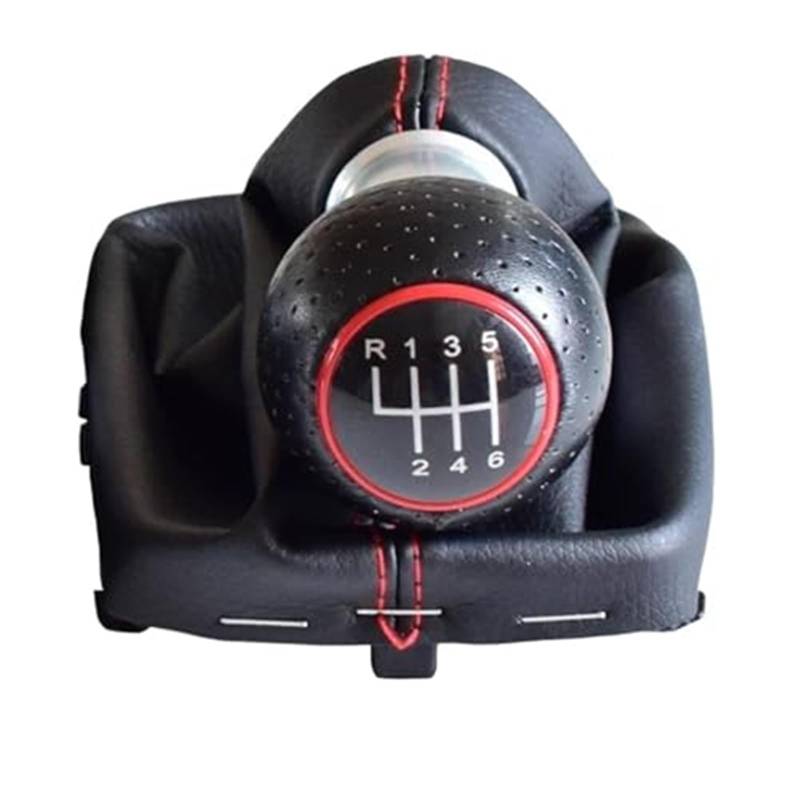 Szwaldaper Manuelle Schaltknauf-Abdeckung, for A3 S3 2001–2003, Gamasche, Kofferraum, 5- und 6-Gang-Car-Styling-Gehäusekragen Schaltsackabdeckung fürs Auto(Black 6 Speed-Red) von Szwaldaper