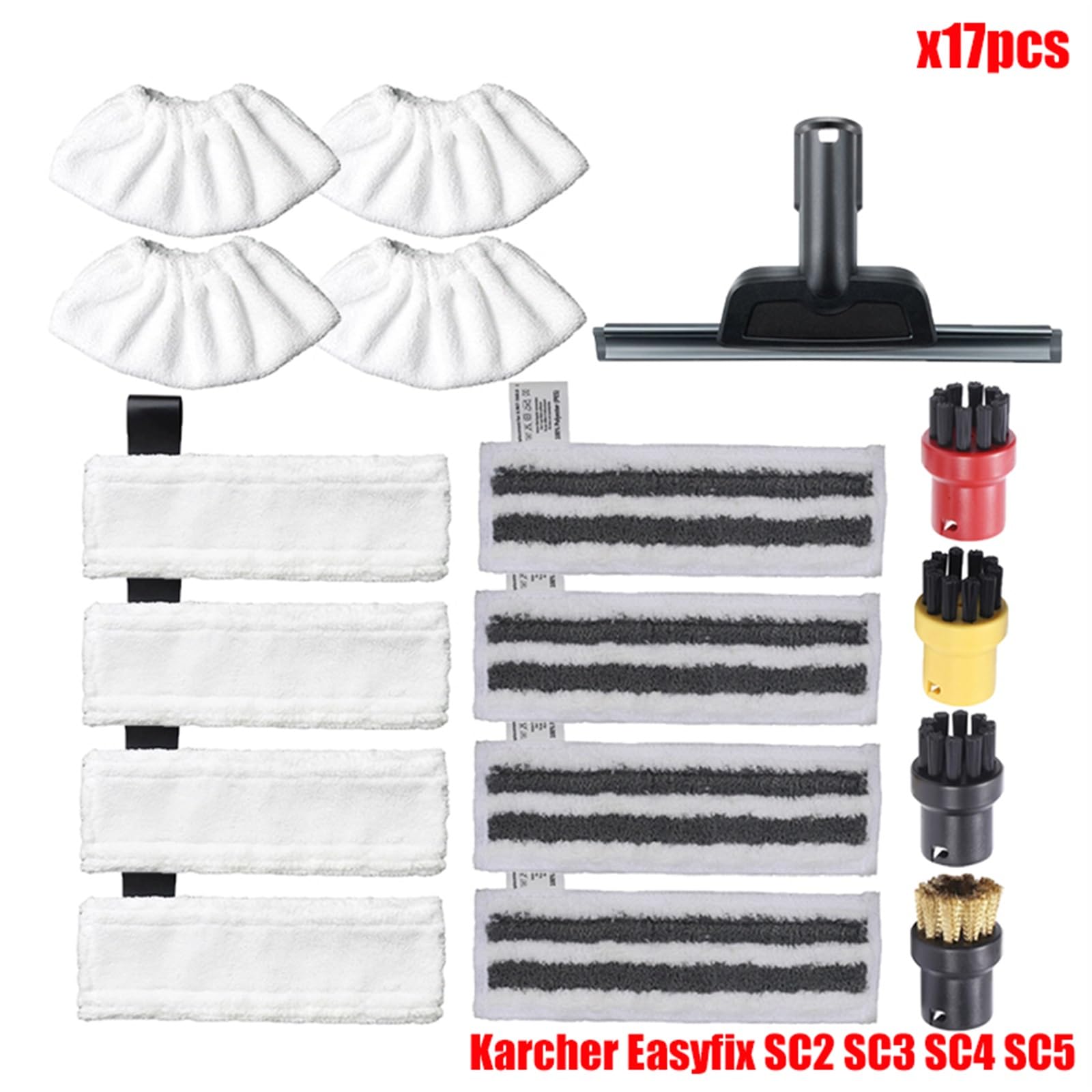 Szwaldaper Mikrofaser Steam Mop Pads Abdeckung for EasyFix SC2 SC3 SC4 SC5 Handheld Staubsauger Teile Pinsel Kopf Glas Schaber Ersatzteile für Dampfreiniger(Set1) von Szwaldaper