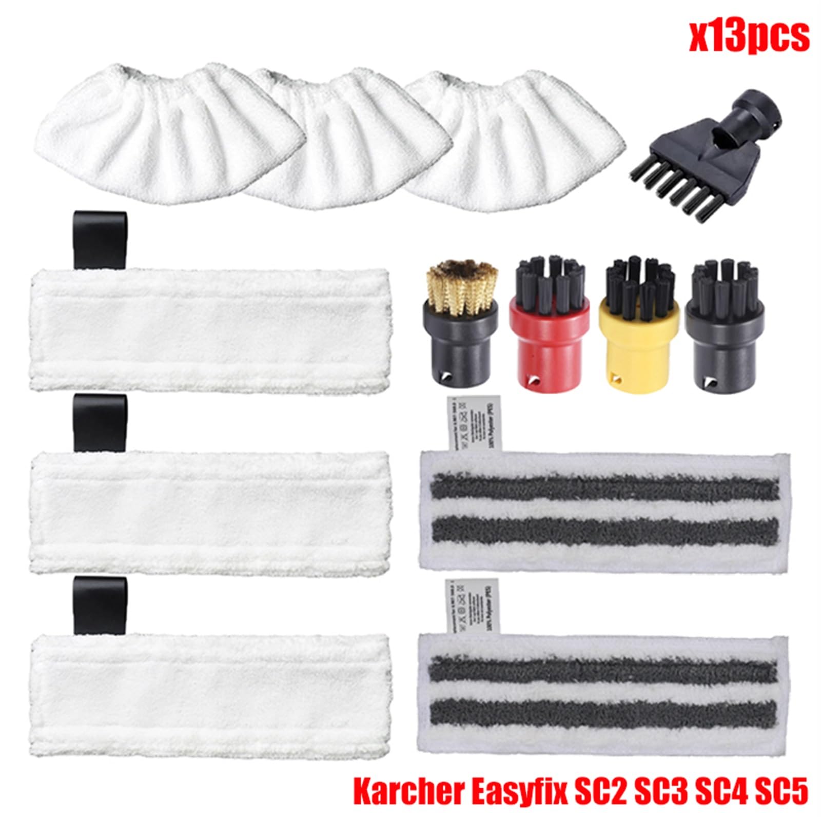 Szwaldaper Mikrofaser Steam Mop Pads Abdeckung for EasyFix SC2 SC3 SC4 SC5 Handheld Staubsauger Teile Pinsel Kopf Glas Schaber Ersatzteile für Dampfreiniger(Set4) von Szwaldaper