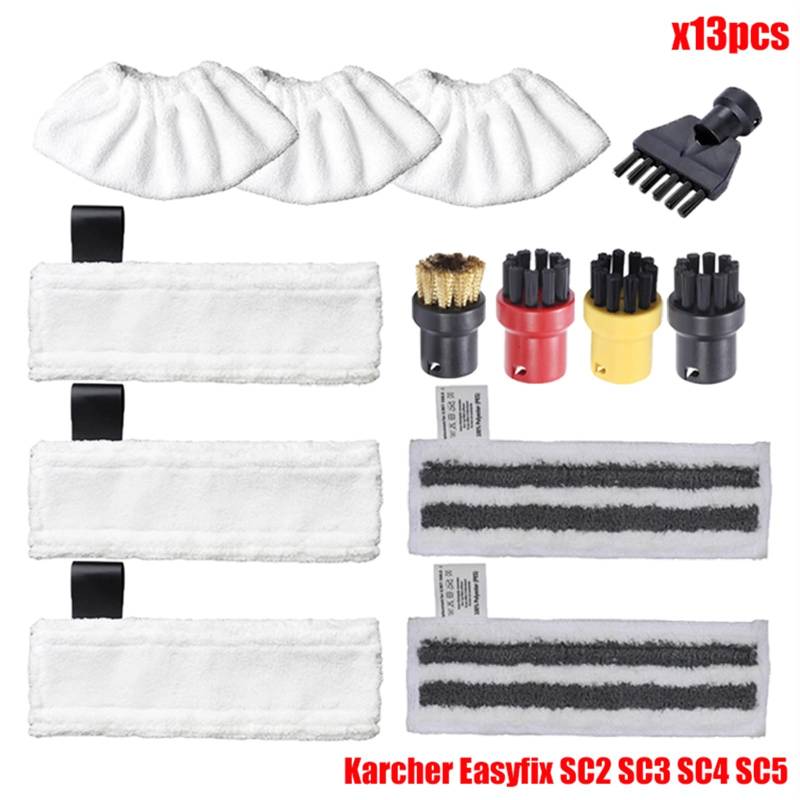 Szwaldaper Mikrofaser Steam Mop Pads Abdeckung for EasyFix SC2 SC3 SC4 SC5 Handheld Staubsauger Teile Pinsel Kopf Glas Schaber Ersatzteile für Dampfreiniger(Set4) von Szwaldaper
